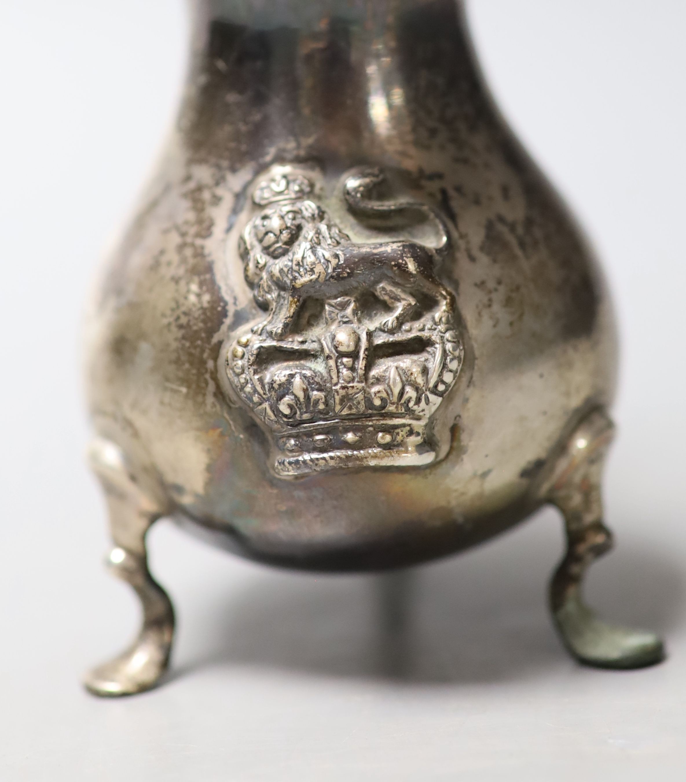A George II silver baluster cream jug, John Pollack, London, 1742, 89mm, 114 grams.